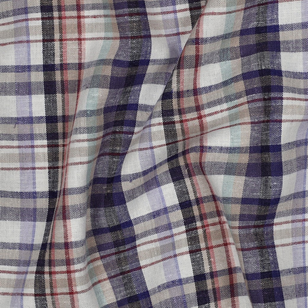 Linen Viscose Check in Blue