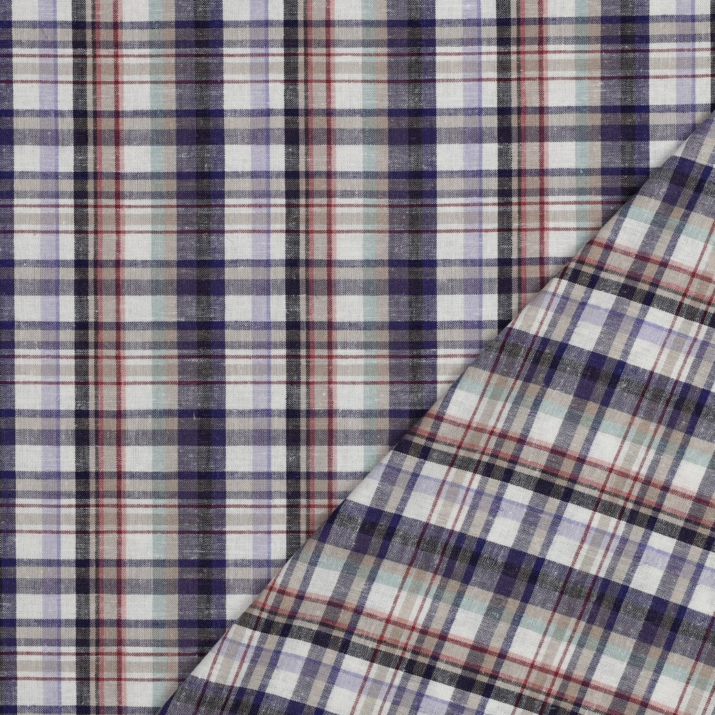 Linen Viscose Check in Blue