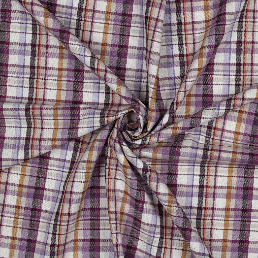 Linen Viscose Check in Cyclamen
