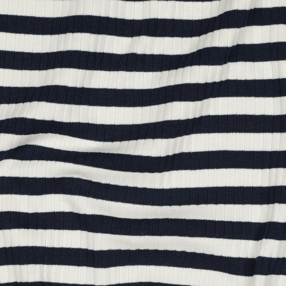 Striped Cotton Rib Knit in Navy