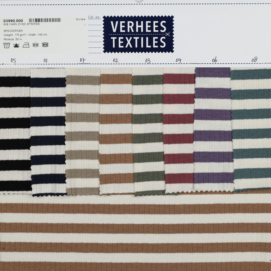 Striped Cotton Rib Knit in Navy