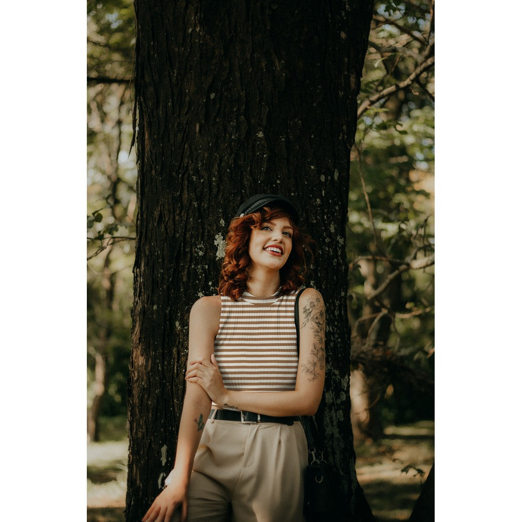 Striped Cotton Rib Knit in Black