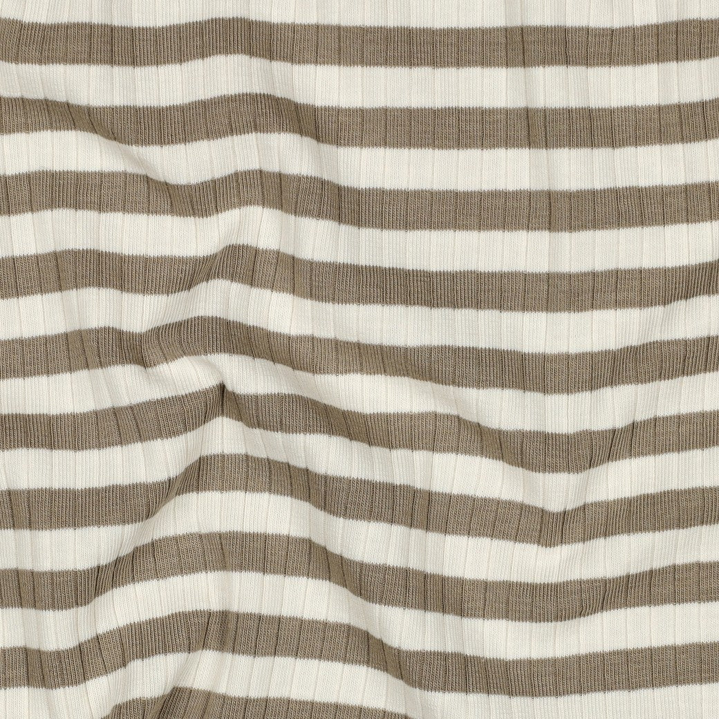 Striped Cotton Rib Knit in Sand