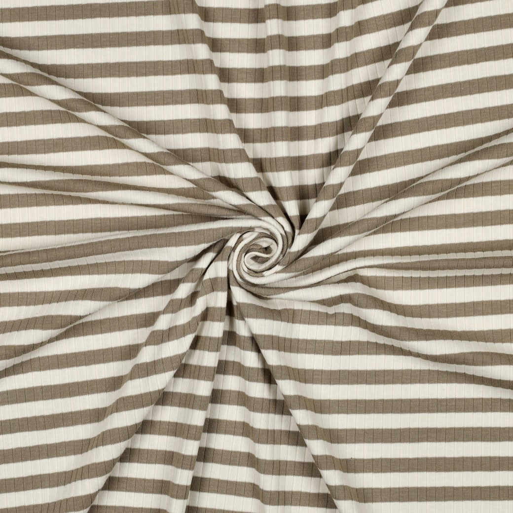 Striped Cotton Rib Knit in Sand