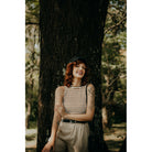 Striped Cotton Rib Knit in Sand