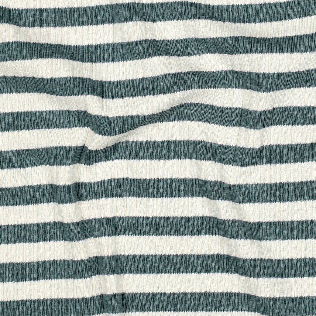 Striped Cotton Rib Knit in Petrol