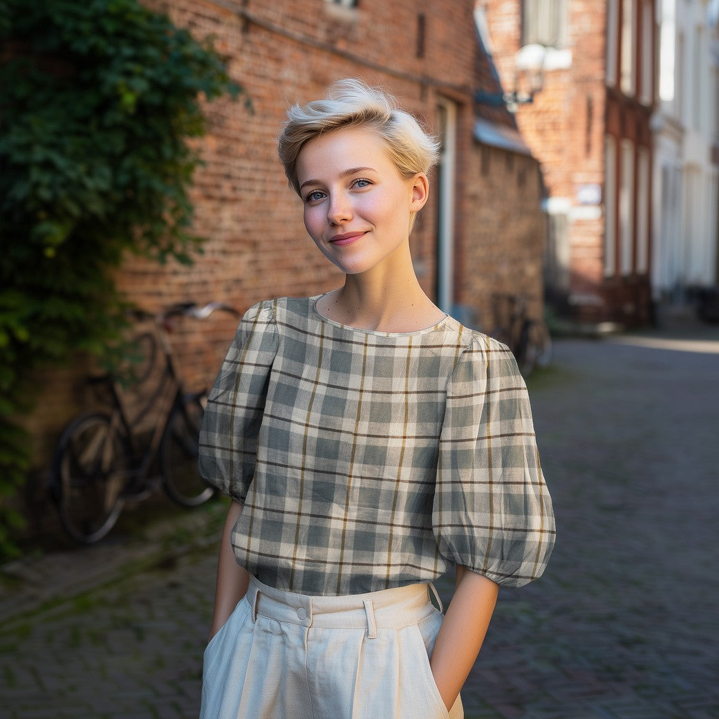 Linen Viscose Check in Old Rose