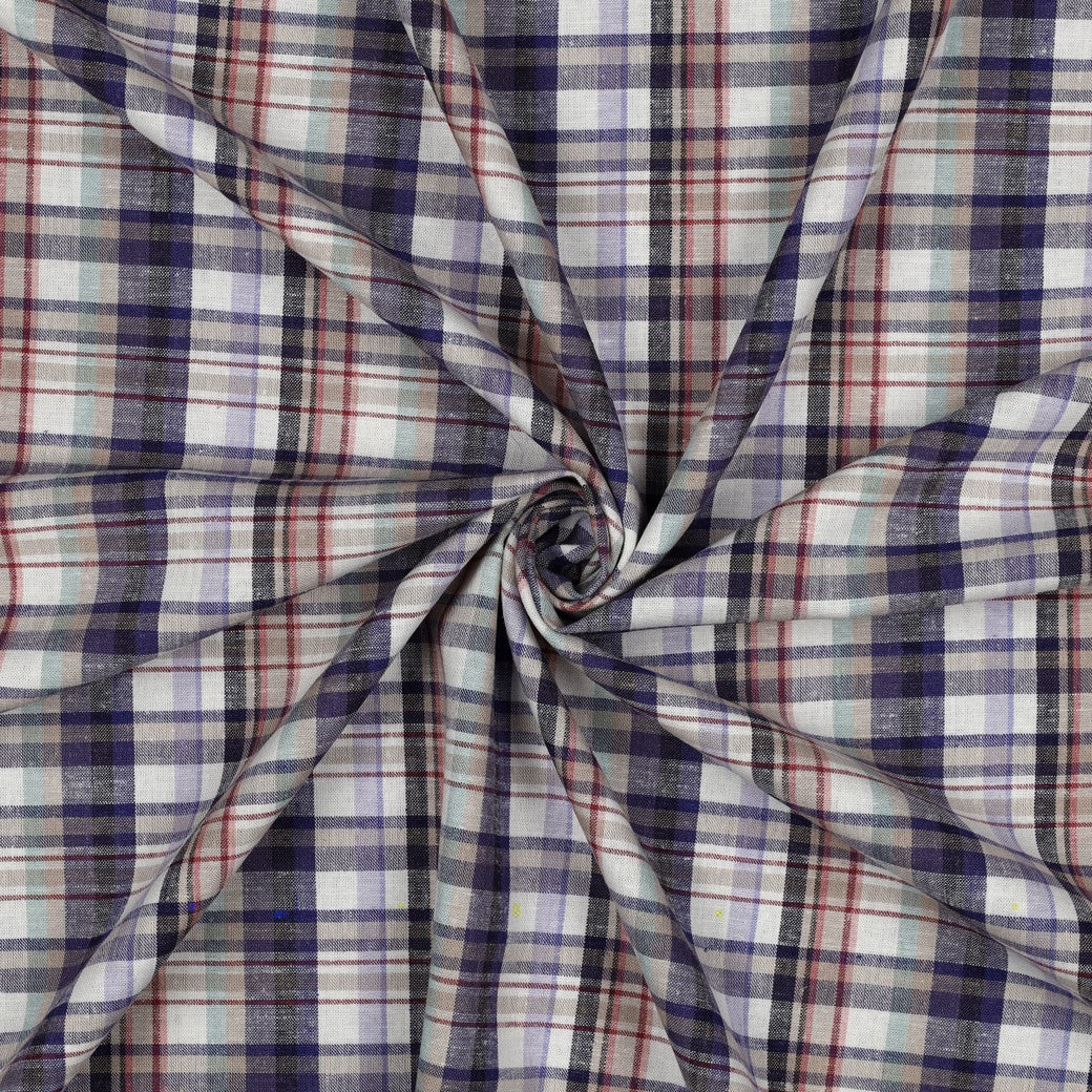 Linen Viscose Check in Blue