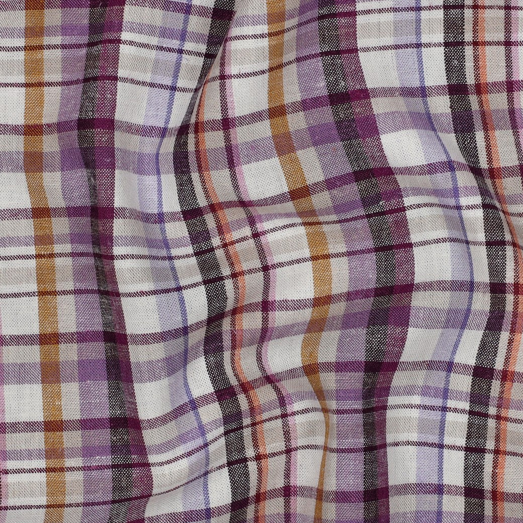 Linen Viscose Check in Cyclamen