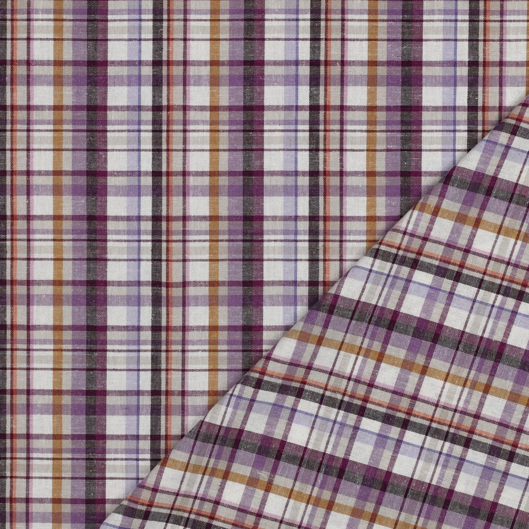 Linen Viscose Check in Cyclamen