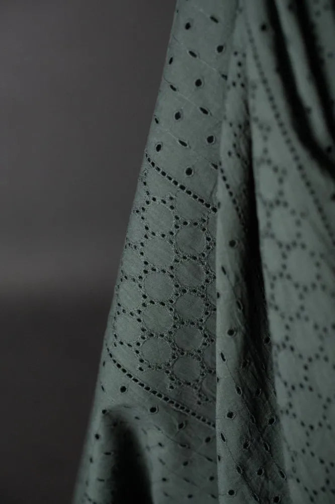 Atlas Green Eyelet Indian Cotton - Merchant & Mills Atlas Green Eyelet Indian Cotton - Merchant & Mills