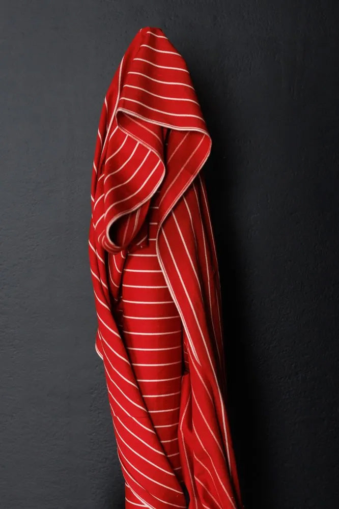 Red Stripe Handloom Twill Indian Cotton - Merchant & Mills Red Stripe Handloom Twill Indian Cotton - Merchant & Mills