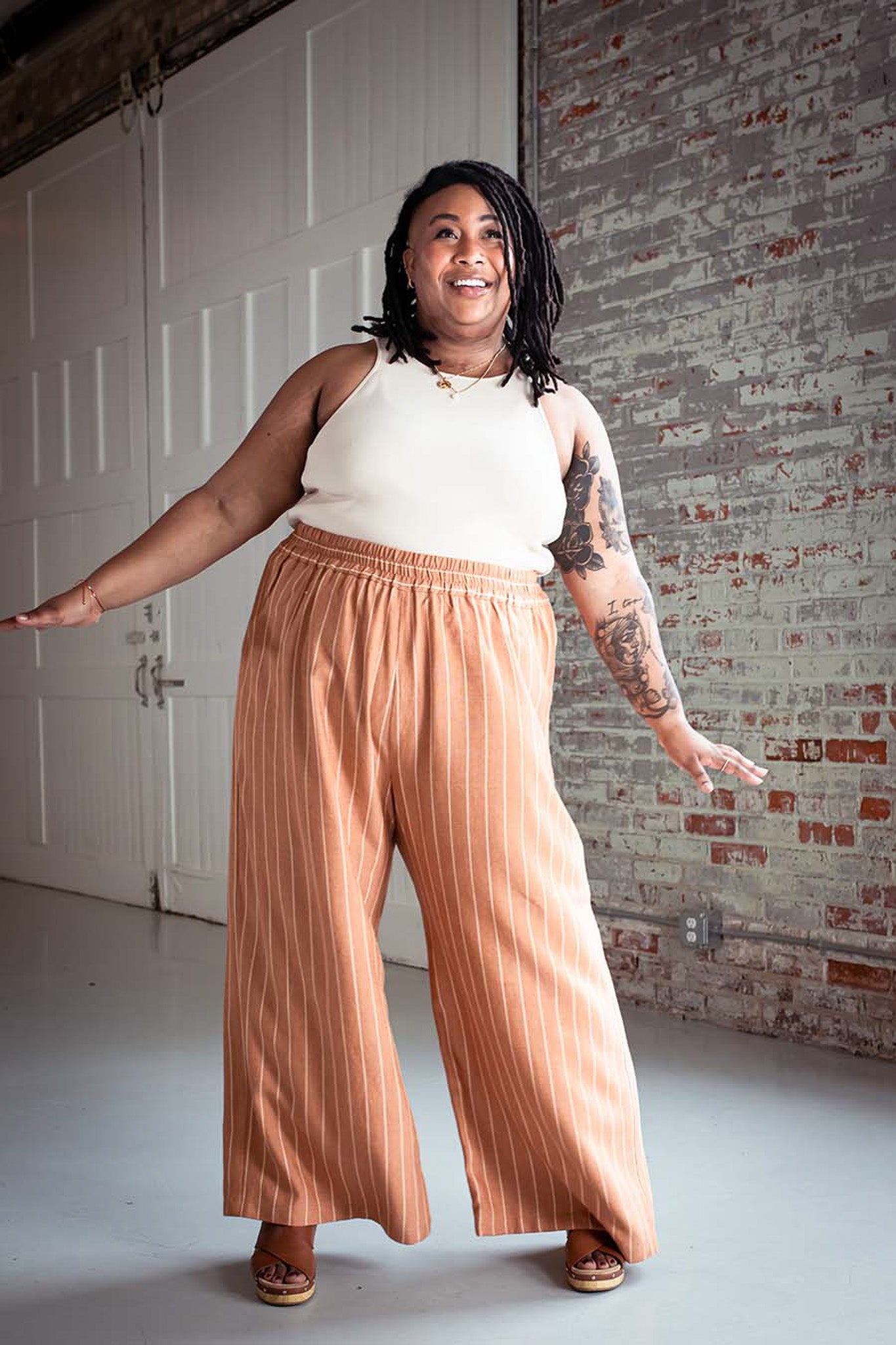【NONCODE】Corelle Cutting Wide Pants Sew Liberated Chanterelle Pants and Shorts | Sizes 22-34